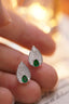 14K GOLD 0.70 CTW VIVID GREEN NATURAL EMERALD & DIAMOND EARRINGS