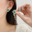 14K GOLD 4.69 CTW NATURAL EMERALD & DIAMOND EARRINGS