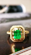 14K GOLD 1.47 CTW VIVID GREEN NATURAL EMERALD & DIAMOND RING