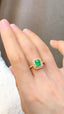 14K GOLD 1.47 CTW VIVID GREEN NATURAL EMERALD & DIAMOND RING