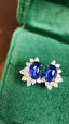 14K GOLD 2.10 CTW VIVID BLUE NATURAL SAPPHIRE & DIAMOND EARRINGS