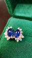 14K GOLD 2.10 CTW VIVID BLUE NATURAL SAPPHIRE & DIAMOND EARRINGS