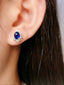 14K GOLD 2.10 CTW VIVID BLUE NATURAL SAPPHIRE & DIAMOND EARRINGS