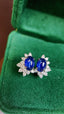 14K GOLD 2.10 CTW VIVID BLUE NATURAL SAPPHIRE & DIAMOND EARRINGS