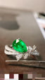 14K GOLD 0.95 CTW VIVID GREEN NATURAL EMERALD & DIAMOND RING