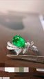 14K GOLD 0.95 CTW VIVID GREEN NATURAL EMERALD & DIAMOND RING