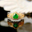 14K GOLD 0.84 CTW VIVID GREEN NATURAL EMERALD & DIAMOND RING