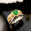 14K GOLD 0.84 CTW VIVID GREEN NATURAL EMERALD & DIAMOND RING