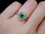 14K GOLD 1.05 CTW VIVID GREEN NATURAL EMERALD & DIAMOND RING