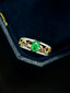 14K GOLD 0.69 CTW VIVID GREEN NATURAL EMERALD & DIAMOND RING