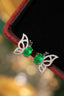 14K GOLD 1.10 CTW VIVID GREEN NATURAL EMERALD & DIAMOND EARRINGS