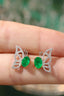 14K GOLD 1.10 CTW VIVID GREEN NATURAL EMERALD & DIAMOND EARRINGS