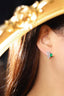 14K GOLD 1.10 CTW VIVID GREEN NATURAL EMERALD & DIAMOND EARRINGS