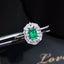 14K GOLD 0.44 CTW VIVID GREEN NATURAL EMERALD & DIAMOND RING