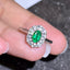 14K GOLD 0.44 CTW VIVID GREEN NATURAL EMERALD & DIAMOND RING