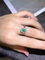 14K GOLD 0.44 CTW VIVID GREEN NATURAL EMERALD & DIAMOND RING