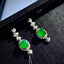 14K GOLD 3.92 CT VIVID GREEN NATURAL EMERALD & DIAMOND EARRINGS