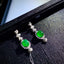 14K GOLD 3.92 CT VIVID GREEN NATURAL EMERALD & DIAMOND EARRINGS