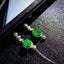 14K GOLD 3.92 CT VIVID GREEN NATURAL EMERALD & DIAMOND EARRINGS