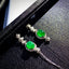 14K GOLD 3.92 CT VIVID GREEN NATURAL EMERALD & DIAMOND EARRINGS