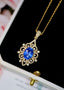 14K GOLD 2.98 CTW NATURAL SAPPHIRE & DIAMOND PENDANT