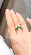 14K GOLD 1.35 CTW VIVID GREEN NATURAL EMERALD & DIAMOND RING