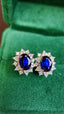 14K GOLD 2.36 CTW NATURAL SAPPHIRE & DIAMOND EARRINGS