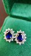 14K GOLD 2.36 CTW NATURAL SAPPHIRE & DIAMOND EARRINGS