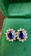 14K GOLD 2.36 CTW NATURAL SAPPHIRE & DIAMOND EARRINGS