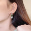 14K GOLD 2.01 CTW NATURAL GREEN DIAMOND & DIAMOND EARRINGS