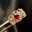 14K GOLD 0.70 CT VIVID RED NATURAL RUBY & DIAMOND RING