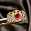 14K GOLD 0.70 CT VIVID RED NATURAL RUBY & DIAMOND RING