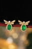 14K GOLD 1.19 CTW VIVID GREEN NATURAL EMERALD & DIAMOND EARRINGS