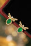 14K GOLD 1.19 CTW VIVID GREEN NATURAL EMERALD & DIAMOND EARRINGS