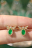 14K GOLD 1.19 CTW VIVID GREEN NATURAL EMERALD & DIAMOND EARRINGS