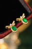 14K GOLD 1.19 CTW VIVID GREEN NATURAL EMERALD & DIAMOND EARRINGS