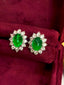 14K GOLD 2.52 CTW NATURAL EMERALD & DIAMOND EARRINGS