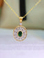 14K GOLD 0.64 CTW NATURAL TSAVORITE & DIAMOND PENDANT