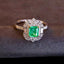 14K GOLD 1.17 CTW VIVID GREEN NATURAL EMERALD & DIAMOND RING