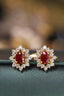 14K GOLD 1.90 CTW VIVID RED NATURAL RUBY & DIAMOND EARRINGS