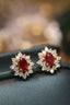 14K GOLD 1.90 CTW VIVID RED NATURAL RUBY & DIAMOND EARRINGS