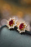 14K GOLD 1.90 CTW VIVID RED NATURAL RUBY & DIAMOND EARRINGS