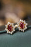 14K GOLD 1.90 CTW VIVID RED NATURAL RUBY & DIAMOND EARRINGS