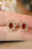 14K GOLD 1.90 CTW VIVID RED NATURAL RUBY & DIAMOND EARRINGS