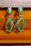 14K GOLD 4.27 CTW VIVID GREEN NATURAL EMERALD & DIAMOND EARRINGS