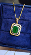 14K GOLD 2.65 CT NATURAL EMERALD & DIAMOND NECKLACE