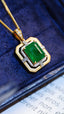 14K GOLD 2.65 CT NATURAL EMERALD & DIAMOND NECKLACE