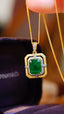 14K GOLD 2.65 CT NATURAL EMERALD & DIAMOND NECKLACE