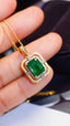 14K GOLD 2.65 CT NATURAL EMERALD & DIAMOND NECKLACE