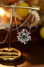 14K GOLD 1.42 CTW VIVID GREEN NATURAL EMERALD & DIAMOND NECKLACE